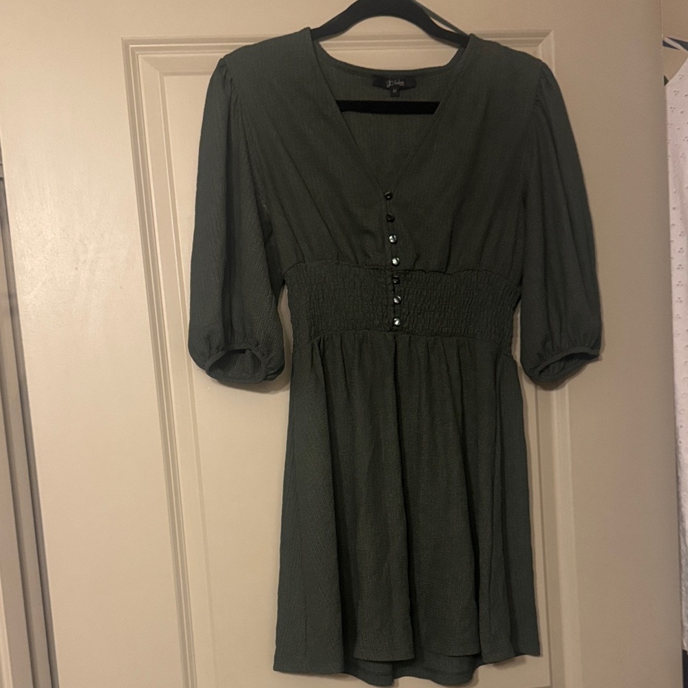 Green Button-Front Dress